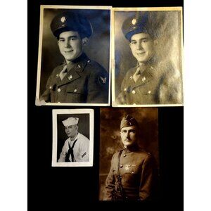 Vintage WWI & WWII Military Portrait Photo Lot Army Navy Air Corps Soldiers
